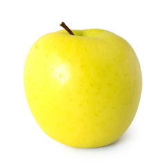 Yellow apple on white