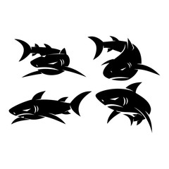 Shark logo Wildlife design set modern illustration template