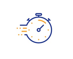 Time management sign. Timer line icon. Stopwatch symbol. Colorful outline concept. Blue and orange thin line timer icon. Vector