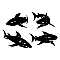 Shark logo symbol design vector set illustration template