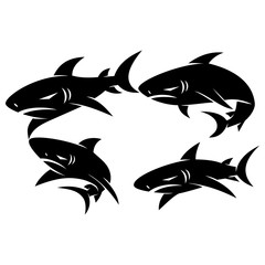 Shark logo badge design vector set illustration concept template