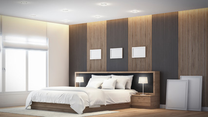 Fototapeta na wymiar Modern bedroom Design wall 3D rendering