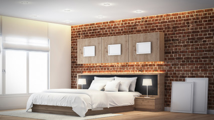 Modern bedroom Design wall 3D rendering
