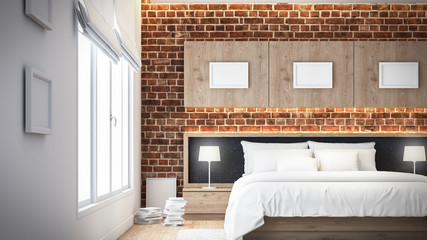 Modern bedroom Design wall 3D rendering