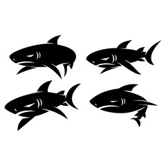 Shark logo emblem design vector set modern concept template