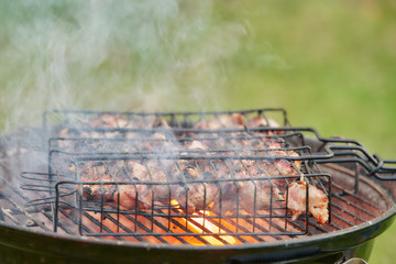 grilling meat grill. close-up. barbecue