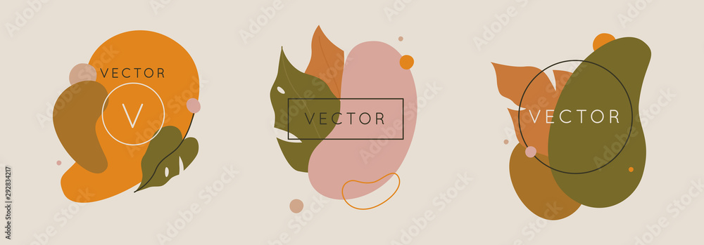 Poster vector set of abstract creative backgrounds in minimal trendy style with copy space for text - desig