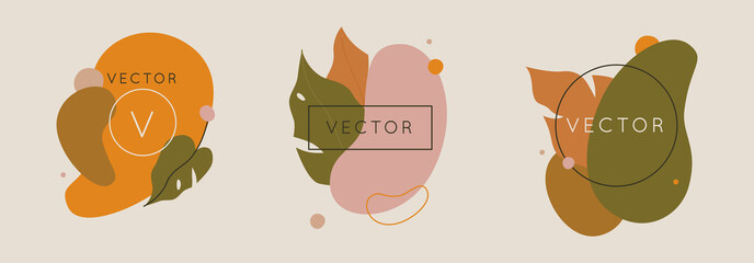 Vector set of abstract creative backgrounds in minimal trendy style with copy space for text - design templates for social media stories and bloggers © venimo