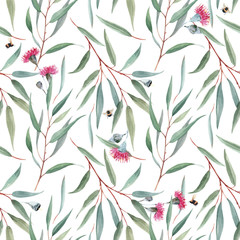 Materiał do szycia Watercolor australian floral vector pattern