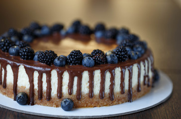 cake with chocolate and nuts
