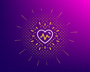 Heartbeat line icon. Halftone pattern. Medical hear beat sign. Medicine symbol. Gradient background. Heartbeat line icon. Yellow halftone pattern. Vector