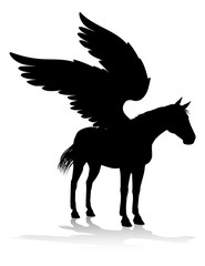 A Pegasus silhouette mythological winged horse graphic