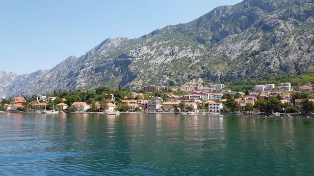 View of the Dobrota city from the Bay of Kotor, Montenegro