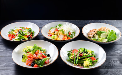 set of fresh asian salads