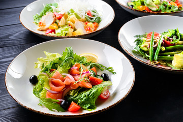 set of fresh asian salads