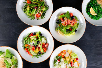 set of fresh asian salads