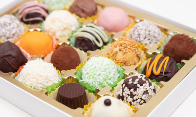 Gift box of chocolate truffles in a box