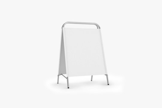 Blank white metallic outdoor advertising stand mockup set, isolated, 3d rendering. Clear street signage board mock up