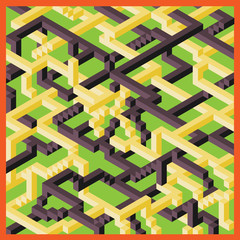 Vector three D image, a fun maze, staircase and incredible intersections and transitions