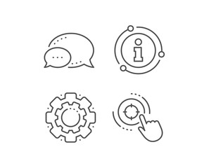 Seo target line icon. Chat bubble, info sign elements. Search engine optimization sign. Click aim symbol. Linear seo target outline icon. Information bubble. Vector