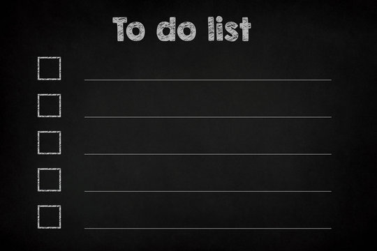 To do list with chalk writing on a chalkboard