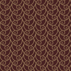 Seamless vector ornament. Modern background with golden waves. Geometric modern pattern