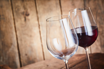 Two elegant glasses with red sherry