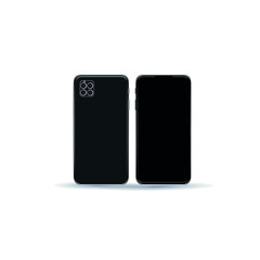 New smartphone with four cameras, black, vector