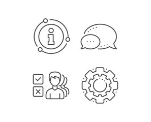 Choice line icon. Chat bubble, info sign elements. Select answer sign. Business test symbol. Linear opinion outline icon. Information bubble. Vector