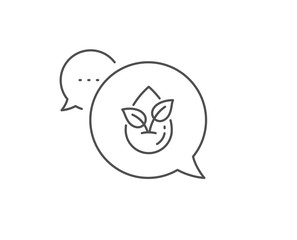 Organic product line icon. Chat bubble design. No artificial colors sign. Natural flavors symbol. Outline concept. Thin line organic product icon. Vector