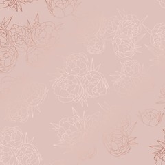 Rose gold. Floral pattern with a foil effect
