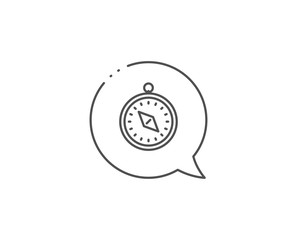 Travel compass line icon. Chat bubble design. Trip sign. Holidays symbol. Outline concept. Thin line travel compass icon. Vector