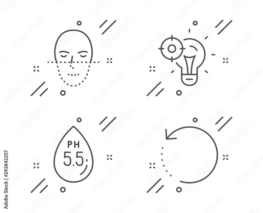 Poster seo idea, ph neutral and face recognition line icons set. recovery data sign. performance, water, fa