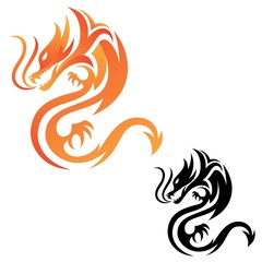 Tribal dragon fire vector icon for graphic design, web and app