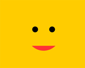 Emoji smile icon vector symbol on yellow background. Smiley face cartoon character wallpaper.