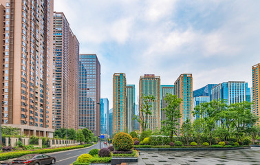 City street view of Tianfu New Area, Chengdu, China