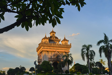 Patuxai War Memorial at the center of Vientiane, Laos