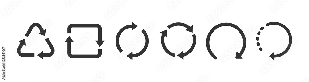 Canvas Prints recycle symbol collection. recycle black vector icons in a row, isolated on white background. set of