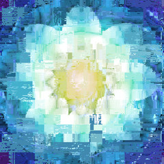 Vector image with imitation of grunge datamoshing texture.