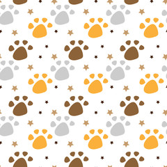 Seamless pattern with cute paws.A good choice for gift paper,wrapping,fabric printing,web page design.