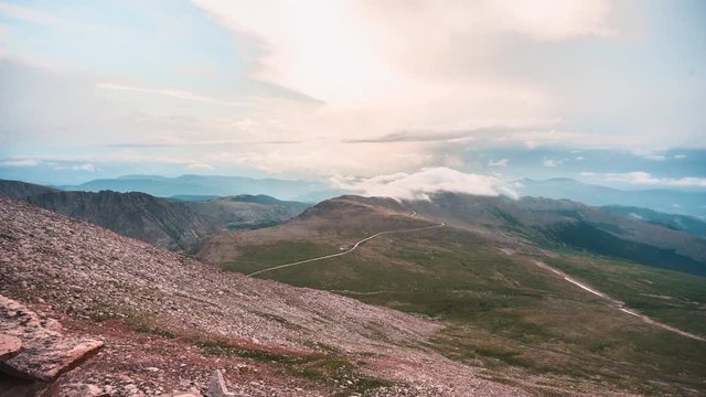 Time Lapse: Clouds Moving Rapidly Over Mount Evans - Mount Evans Road, Colorado