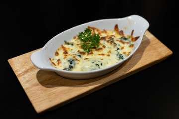 Baked spinach or Baked spinach with cheese.