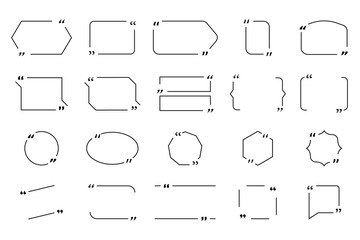 Obraz premium Set of quote frames. Quote frames. Remark quote text box poster template. Typography design. Blank template with print information design quotes. Quotation paragraph symbol, blank empty frame citation