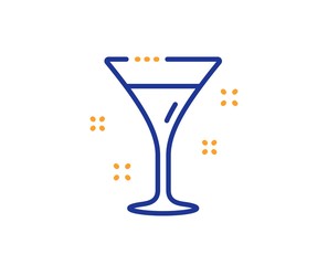 Martini drink sign. Cocktail glass line icon. Hotel service symbol. Colorful outline concept. Blue and orange thin line cocktail icon. Vector