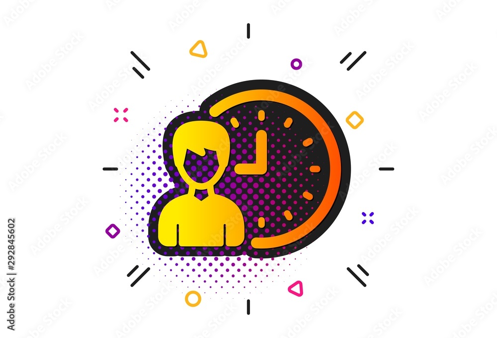 Poster working hours or time management sign. halftone circles pattern. business project deadline icon. cla