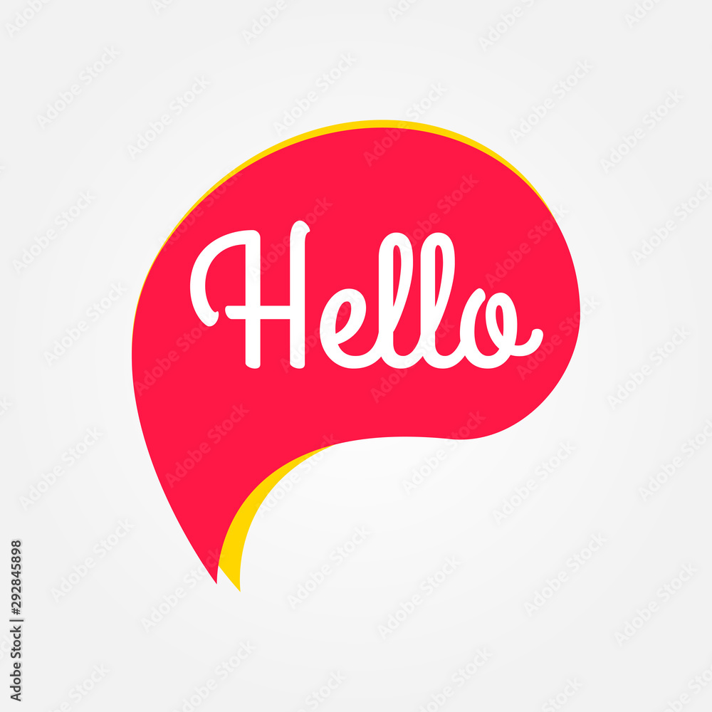 Poster hello speech message. red speech bubble icon with hello quote. vector illustration.
