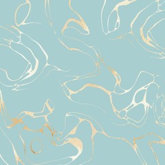 Turquoise background with imitation of gold marble © Elonalaff