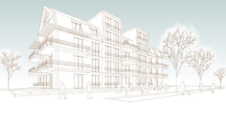  modern house with attic 3d illustration