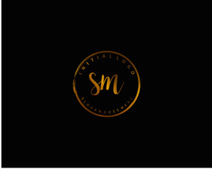Fototapeta na wymiar SM Initial handwriting logo vector