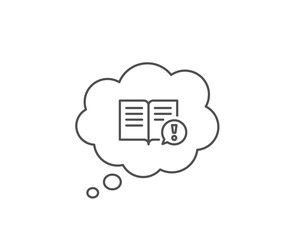 Interesting facts line icon. Chat bubble design. Exclamation mark sign. Book symbol. Outline concept. Thin line facts icon. Vector